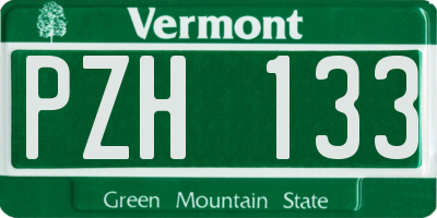 VT license plate PZH133