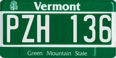 VT license plate PZH136
