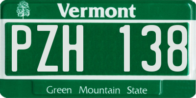 VT license plate PZH138