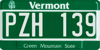 VT license plate PZH139