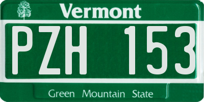 VT license plate PZH153
