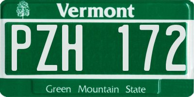 VT license plate PZH172