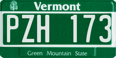VT license plate PZH173