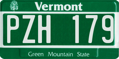 VT license plate PZH179