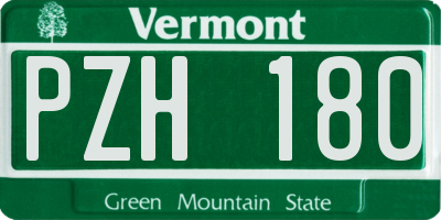 VT license plate PZH180