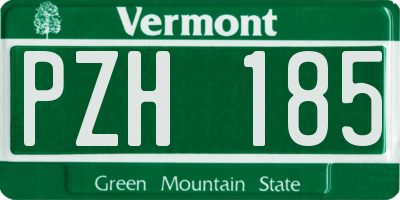 VT license plate PZH185