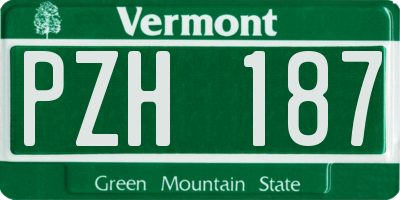 VT license plate PZH187