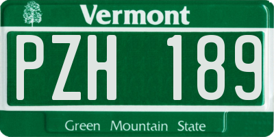 VT license plate PZH189