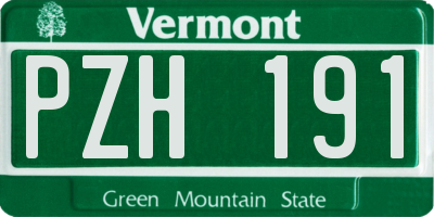 VT license plate PZH191