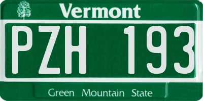 VT license plate PZH193