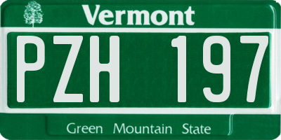 VT license plate PZH197