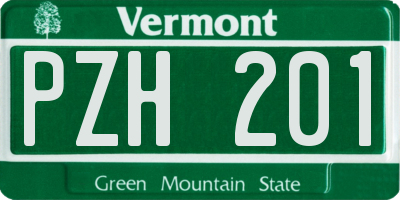 VT license plate PZH201
