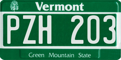 VT license plate PZH203