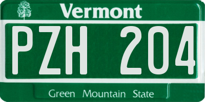 VT license plate PZH204