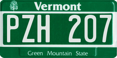 VT license plate PZH207