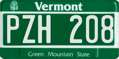 VT license plate PZH208