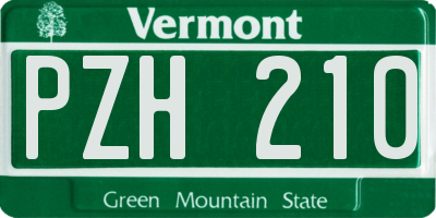 VT license plate PZH210