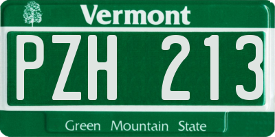 VT license plate PZH213