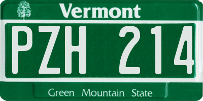 VT license plate PZH214
