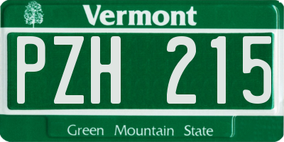 VT license plate PZH215