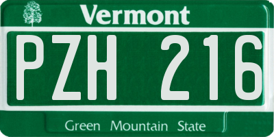 VT license plate PZH216