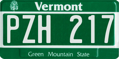 VT license plate PZH217