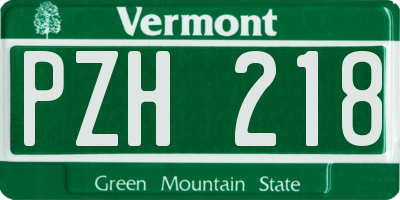 VT license plate PZH218