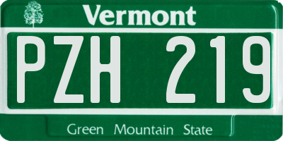 VT license plate PZH219
