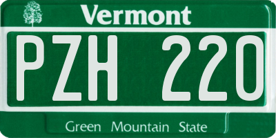 VT license plate PZH220