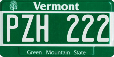 VT license plate PZH222