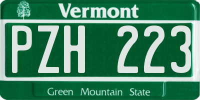 VT license plate PZH223