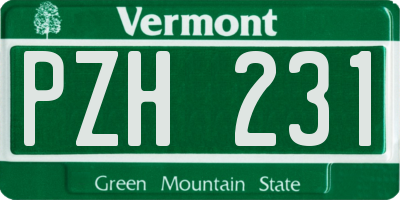 VT license plate PZH231