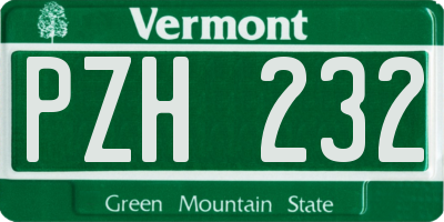 VT license plate PZH232