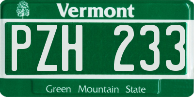 VT license plate PZH233