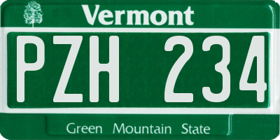 VT license plate PZH234