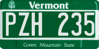 VT license plate PZH235