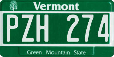 VT license plate PZH274