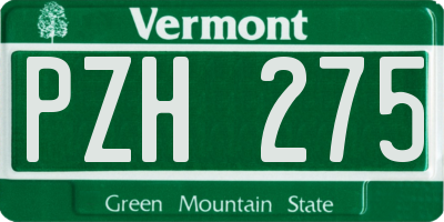 VT license plate PZH275