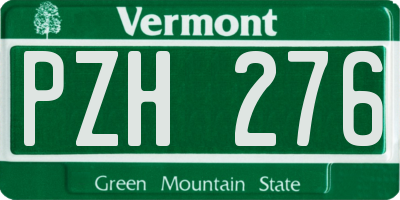 VT license plate PZH276