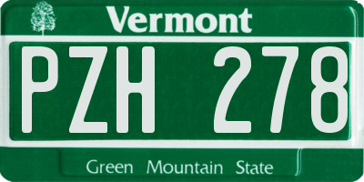 VT license plate PZH278