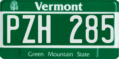 VT license plate PZH285