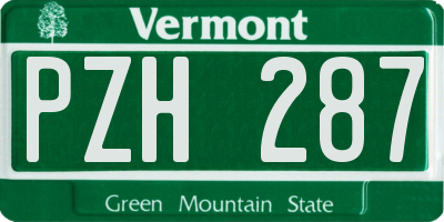 VT license plate PZH287
