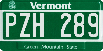 VT license plate PZH289