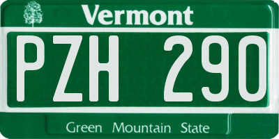 VT license plate PZH290