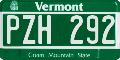 VT license plate PZH292