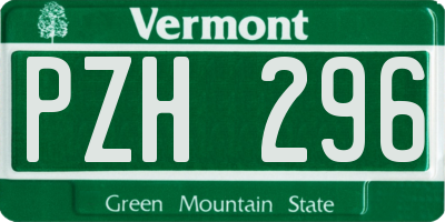 VT license plate PZH296