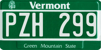 VT license plate PZH299