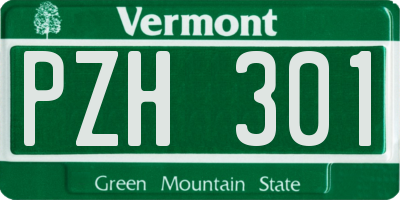 VT license plate PZH301