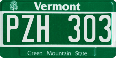 VT license plate PZH303