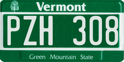 VT license plate PZH308